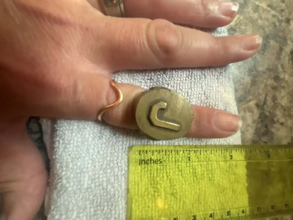 Vintage Brass Initial J Signet Ring Monogram